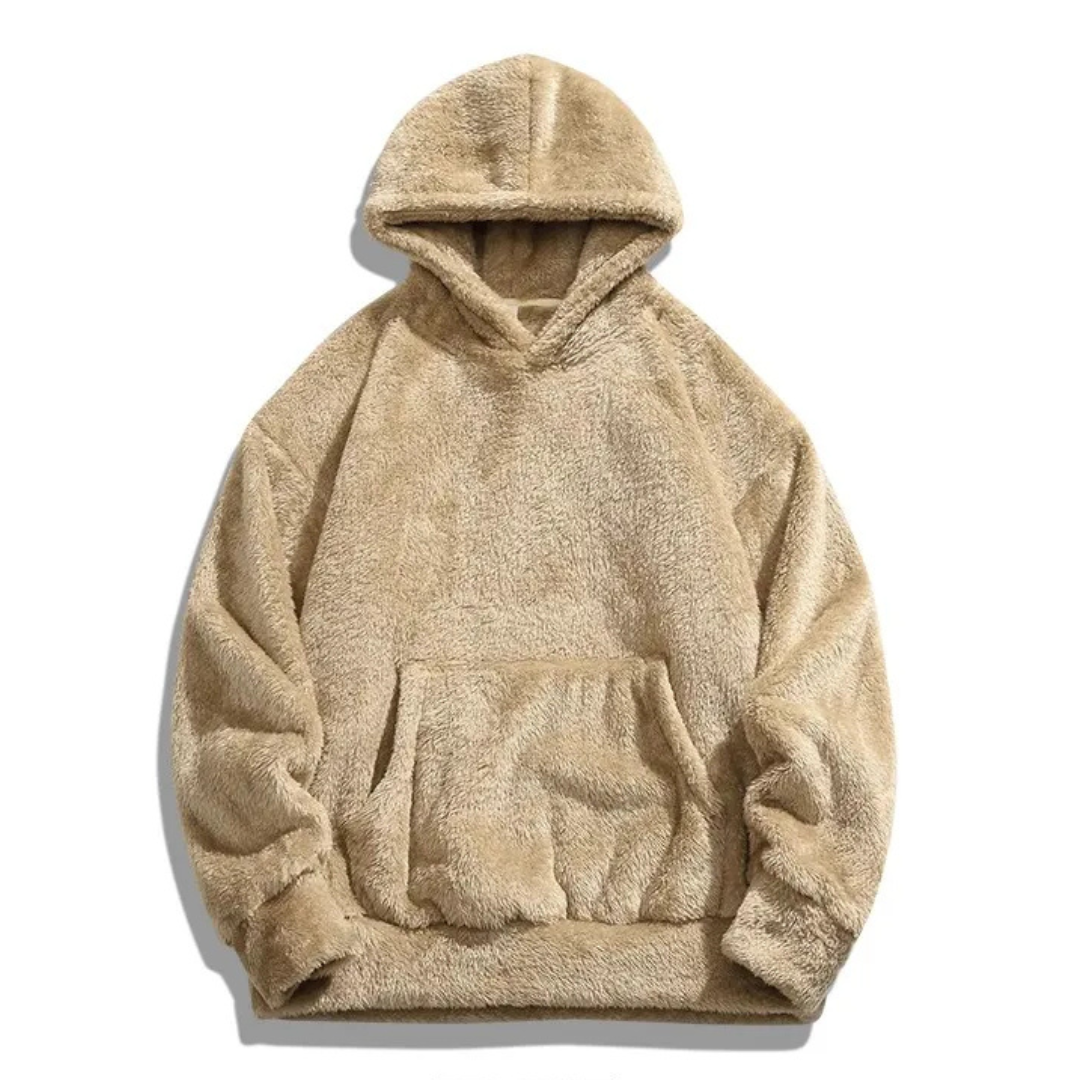 Men's Cozy Hoodie – Khaki – front view – Uzzora