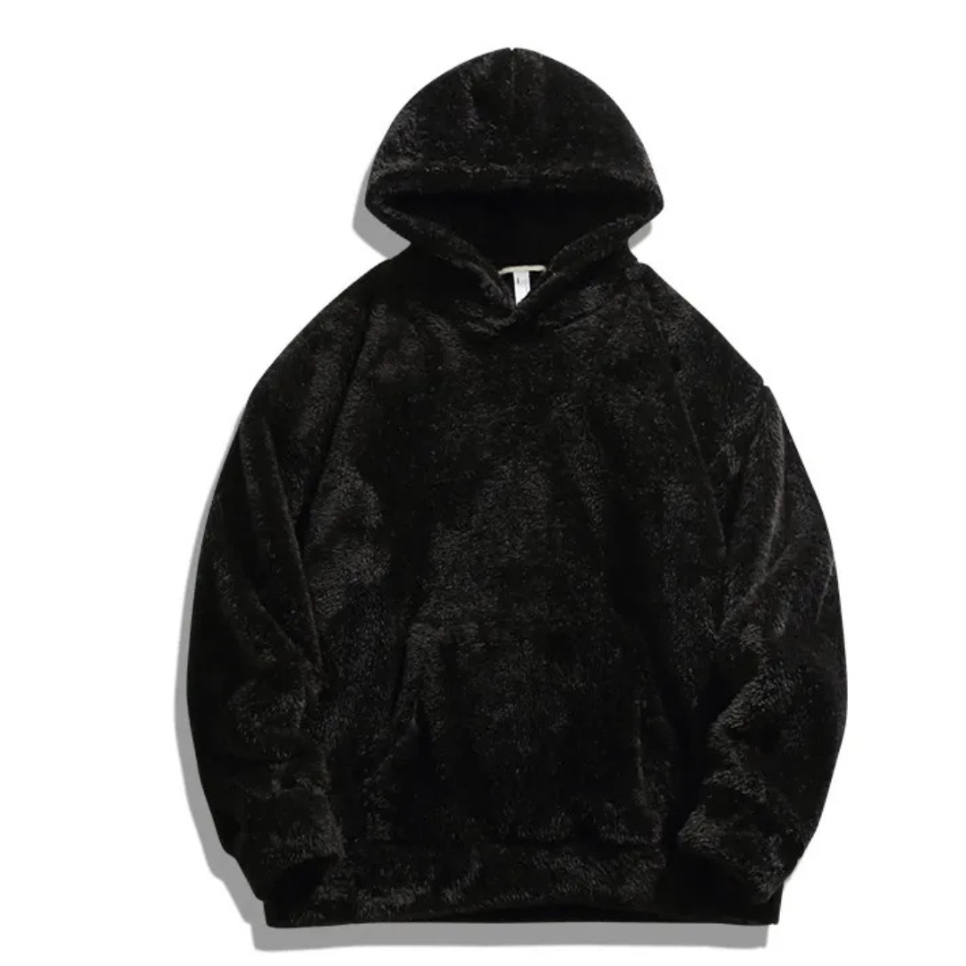 Men's Cozy Hoodie – Black – front view – Uzzora