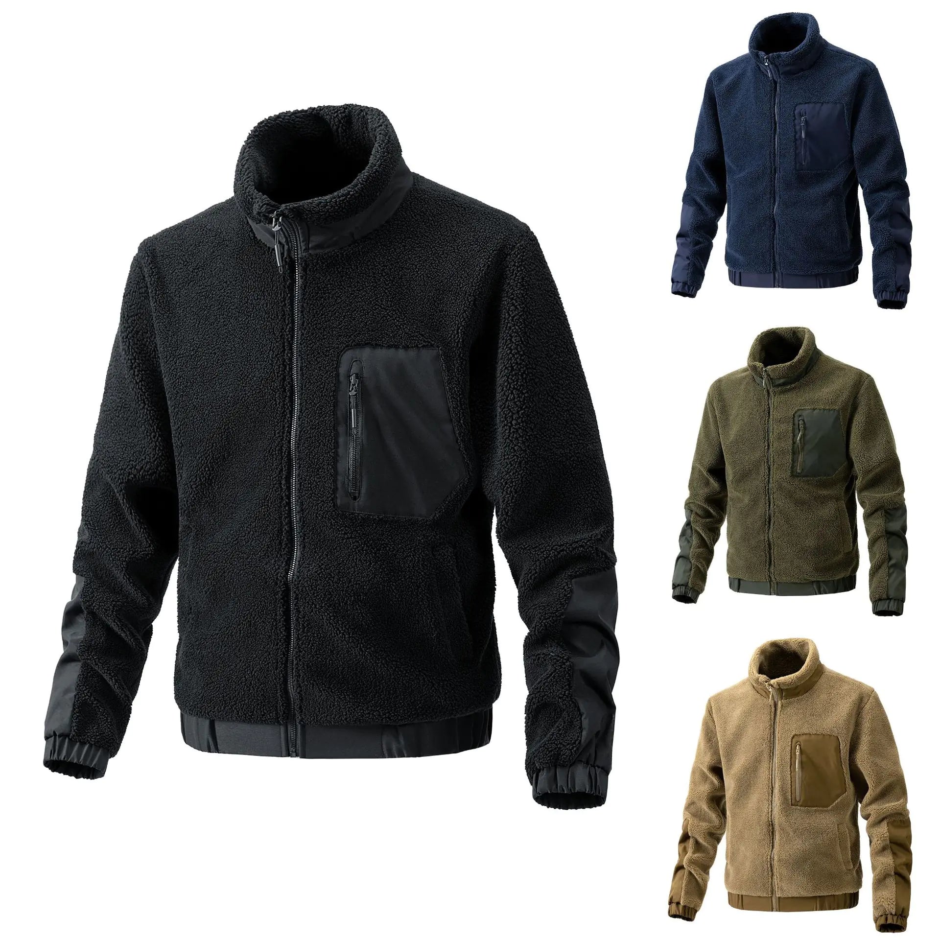 Men's Fleece Jacket with Stand Collar - Autumn/Winter Fashion - Uzzora