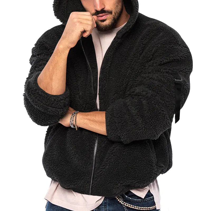 Men's Double-Sided Hooded Velvet Winter Jacket - Uzzora