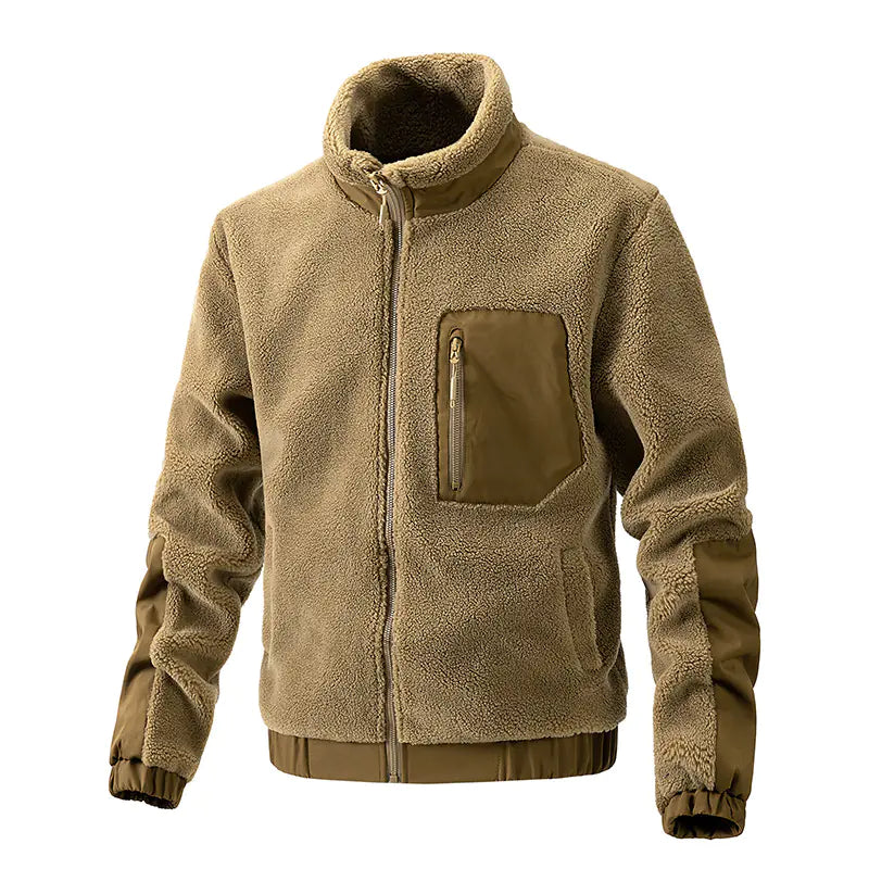 Men's Fleece Jacket with Stand Collar - Autumn/Winter Fashion - Uzzora