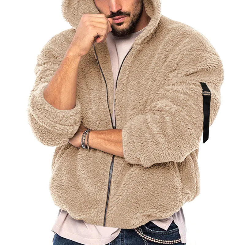 Men's Double-Sided Hooded Velvet Winter Jacket - Uzzora