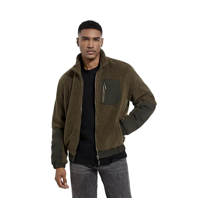 Men's Fleece Jacket with Stand Collar - Autumn/Winter Fashion - Uzzora