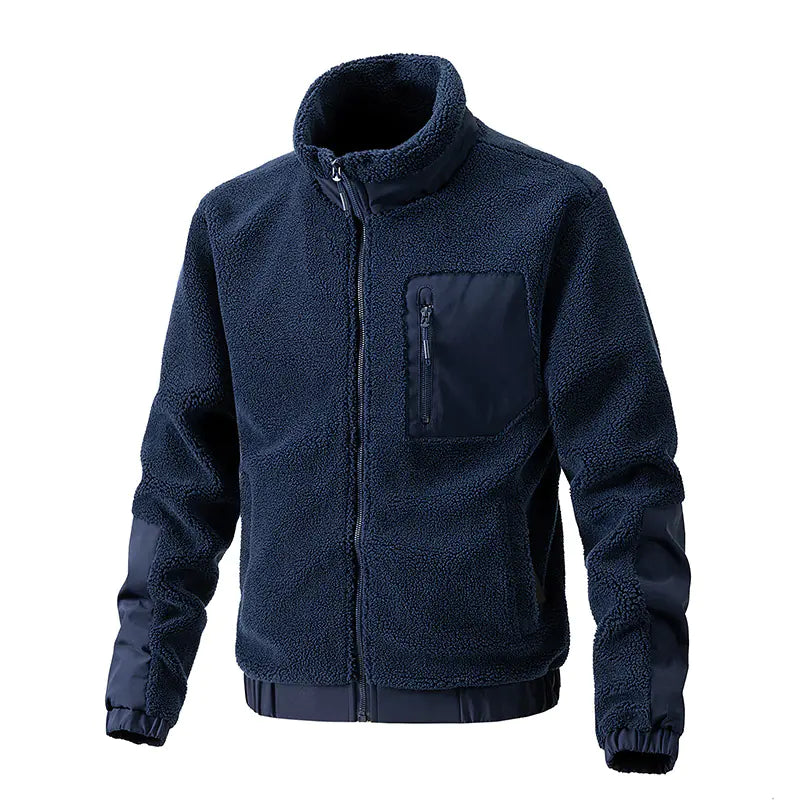 Men's Fleece Jacket with Stand Collar - Autumn/Winter Fashion - Uzzora