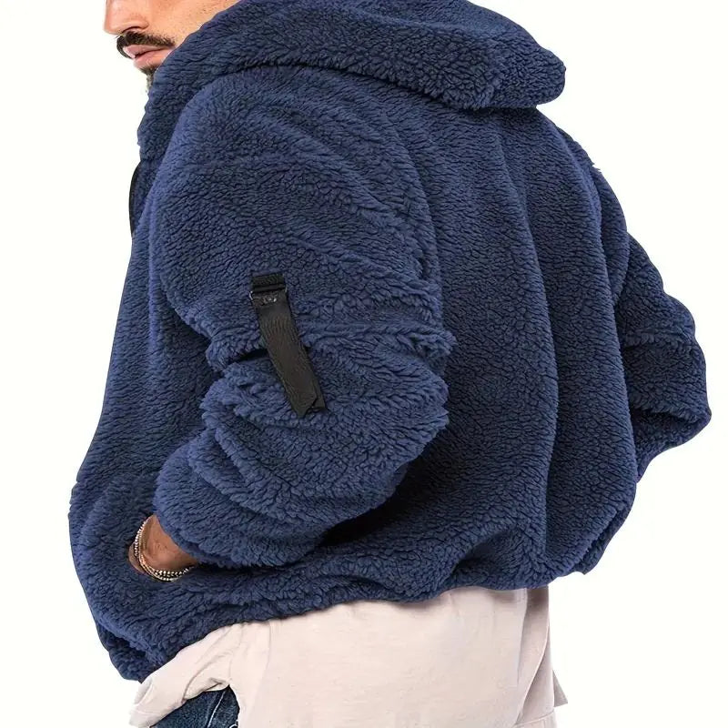 Men's Double-Sided Hooded Velvet Winter Jacket - Uzzora