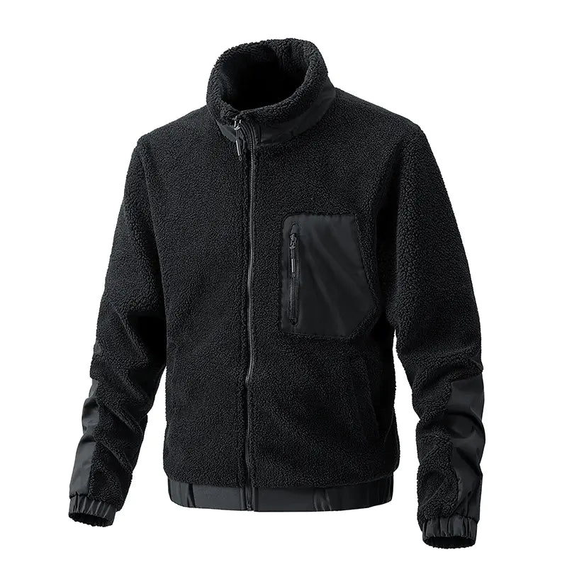 Men's Fleece Jacket with Stand Collar - Autumn/Winter Fashion - Uzzora