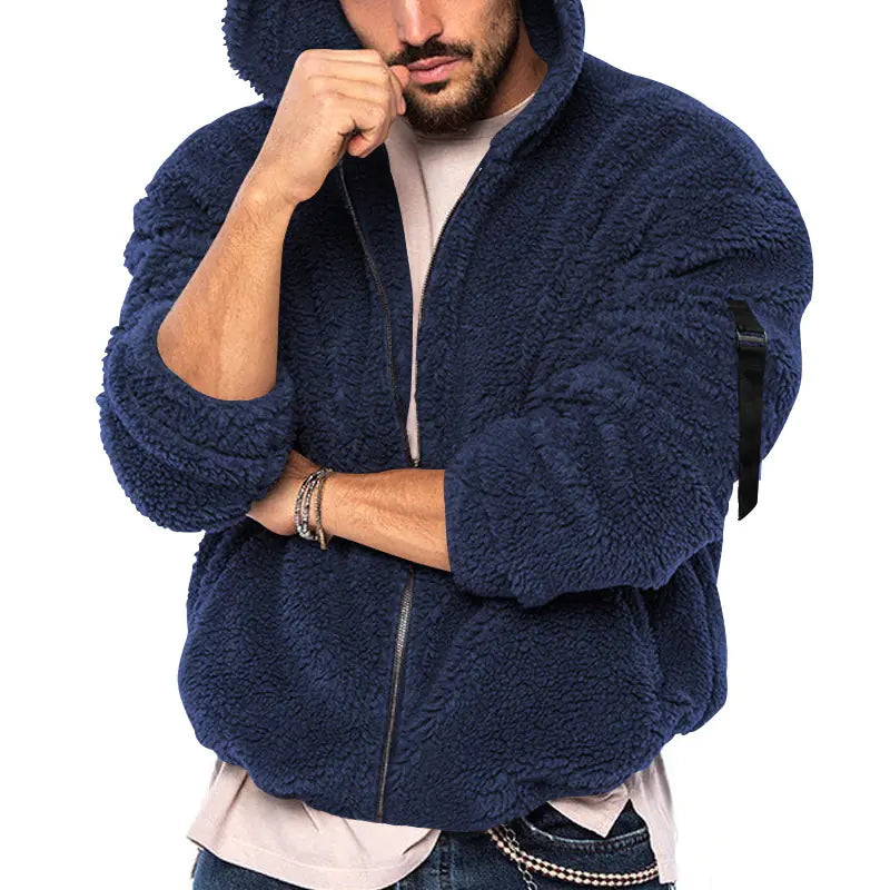 Men's Double-Sided Hooded Velvet Winter Jacket - Uzzora