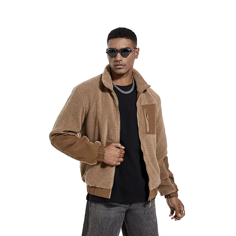 Men's Fleece Jacket with Stand Collar - Autumn/Winter Fashion - Uzzora