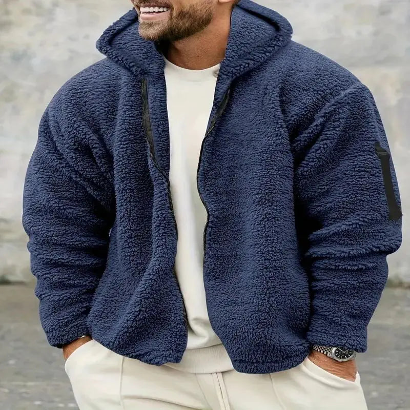 Men's Double-Sided Hooded Velvet Winter Jacket - Uzzora