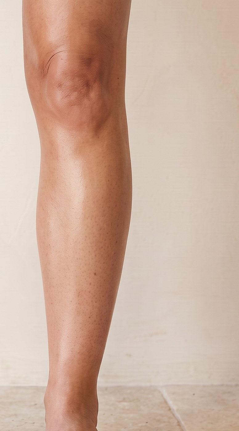 Concept image: the other shin with body oil applied