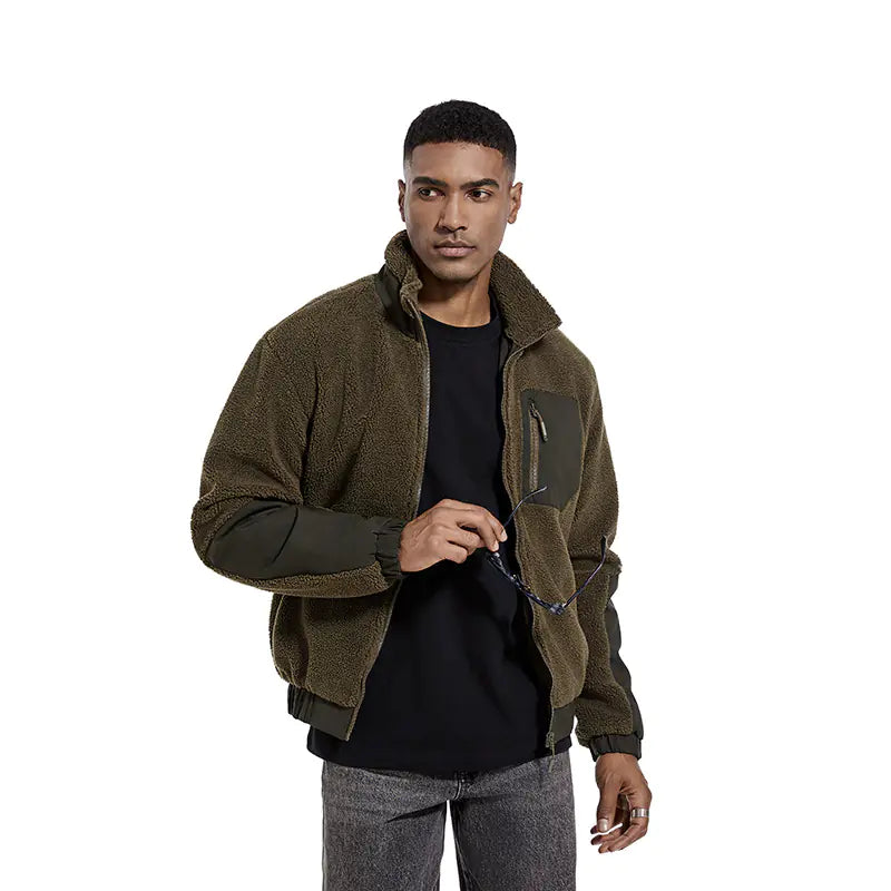 Men's Fleece Jacket with Stand Collar - Autumn/Winter Fashion - Uzzora